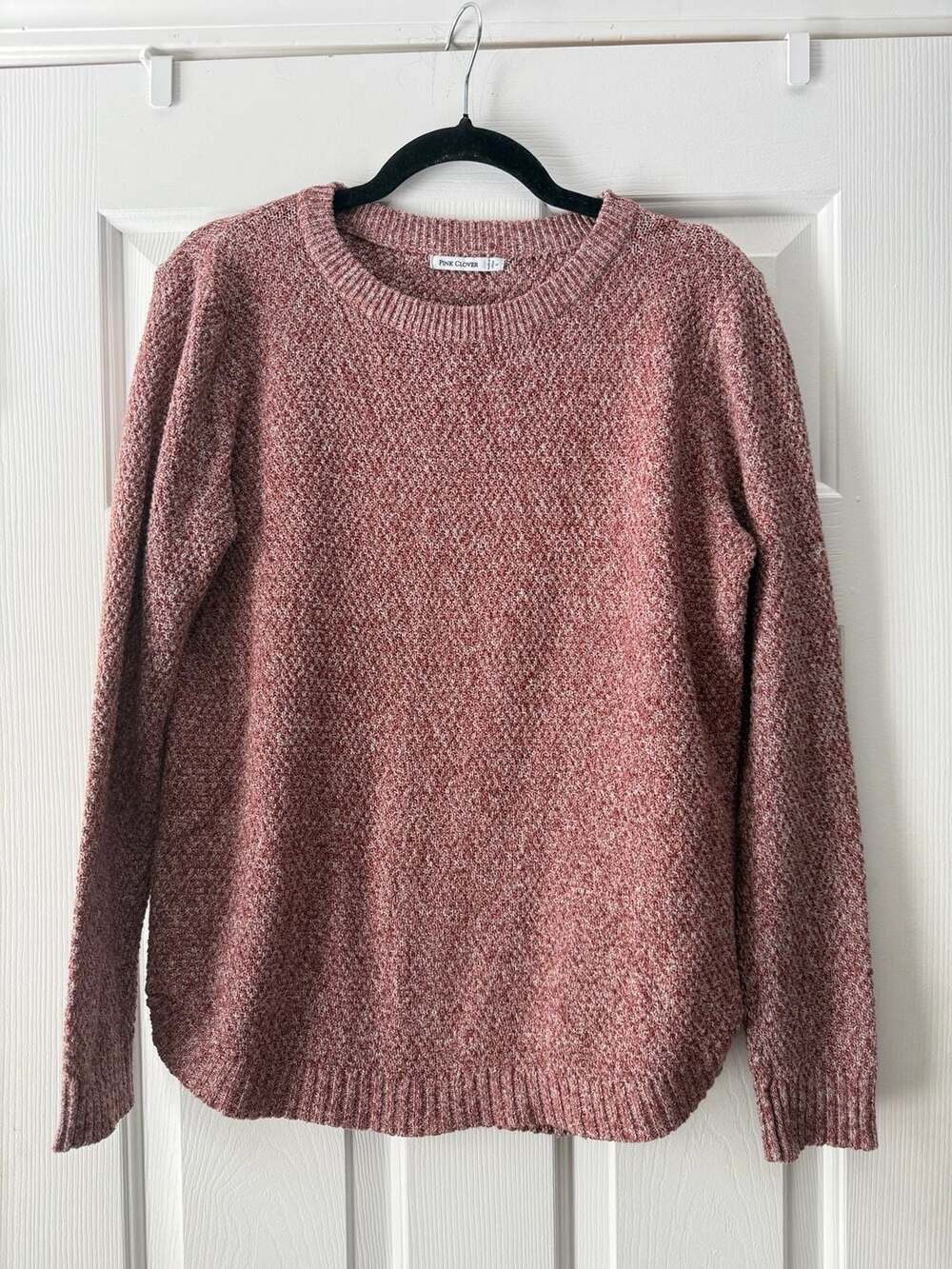 Pink Clover Crew Neck Sweater Size L Red Heathered Long Sleeve